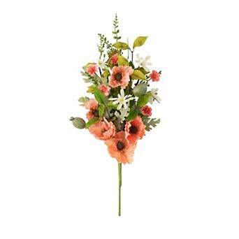 Sullivan's Peachy Poppy Blooming Bush Artificial Plant Decor