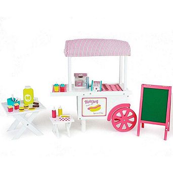 20 pc Hot Dog Cart With Accessories Doll Furniture Playset