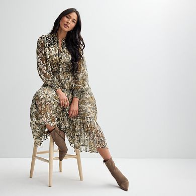 Women's Farmers Market Embroidered Floral Long Sleeve Maxi Dress