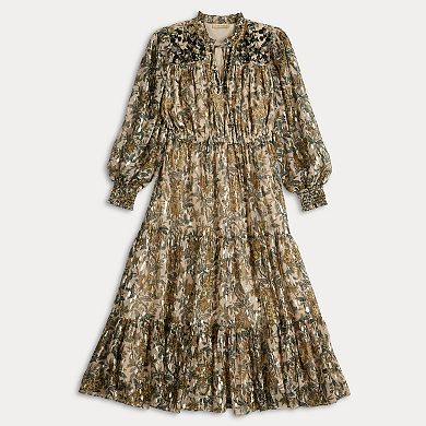 Women's Farmers Market Embroidered Floral Long Sleeve Maxi Dress