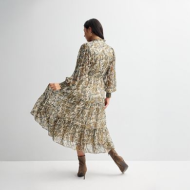 Women's Farmers Market Embroidered Floral Long Sleeve Maxi Dress