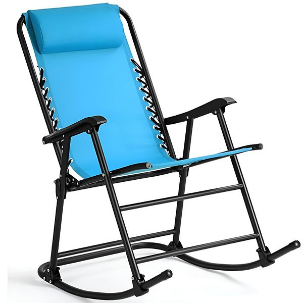 Outdoor Patio Headrest Folding Zero Gravity Rocking Chair