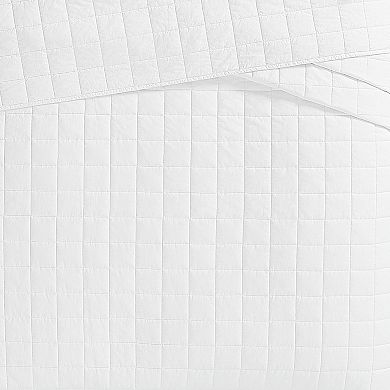Farmhouse Ruffled Washed Cotton White Quilt & Sham Set