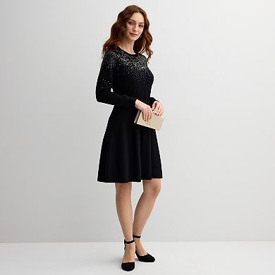 Women's Draper James Sequin Tie Waist Sweater Dress