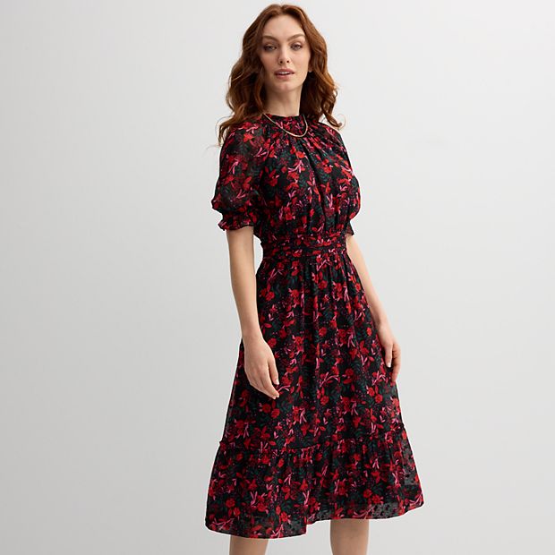 knee length dresses for ladies Petal and Pup Women's Annette Puff Sleeve Shirred Midi Dress main image 0