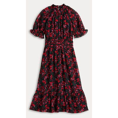 Women's Draper James Clip Dot Short Puff Sleeve Midi Dress