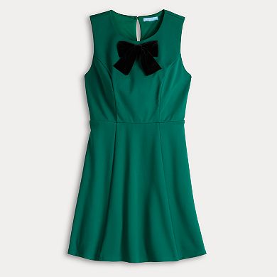 Sleeveless Draped Bow Dress With Belt