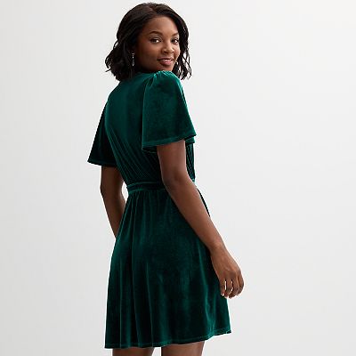 Women's Draper James Flutter Sleeve Tie Waist Velvet Dress
