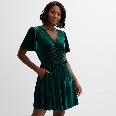 dark green velour dress Raven Crepe and Velvet Dress in Dark-Green – Rhea Costa