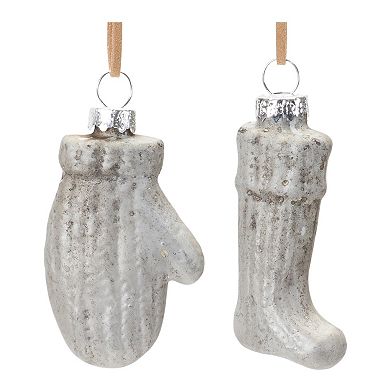 Glass Mitten And Stocking Ornament (Set Of 12)