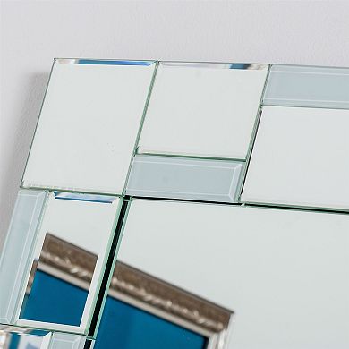 Contemporary 31.5 X 23.6 Inch Rectangle Bathroom Mirror With Hand Cut Mirrors Edging