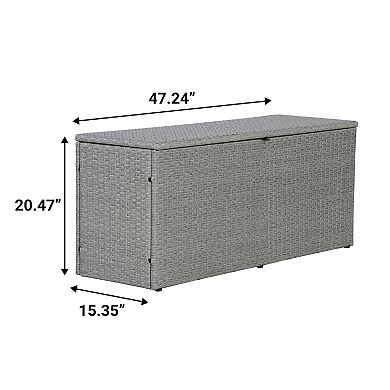 Nino 47.24" Modern Minimalist Outdoor Faux Wicker Deck And Patio Storage Box