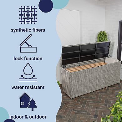 Nino 47.24" Modern Minimalist Outdoor Faux Wicker Deck And Patio Storage Box