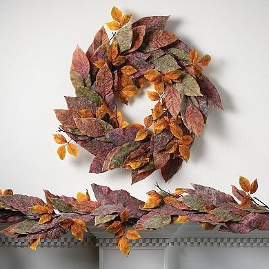 Sullivan's Warm Fall Mixed Leaf Artificial Wreath