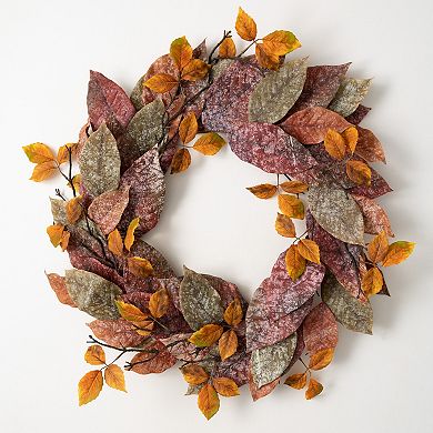 Sullivan's Warm Fall Mixed Leaf Artificial Wreath