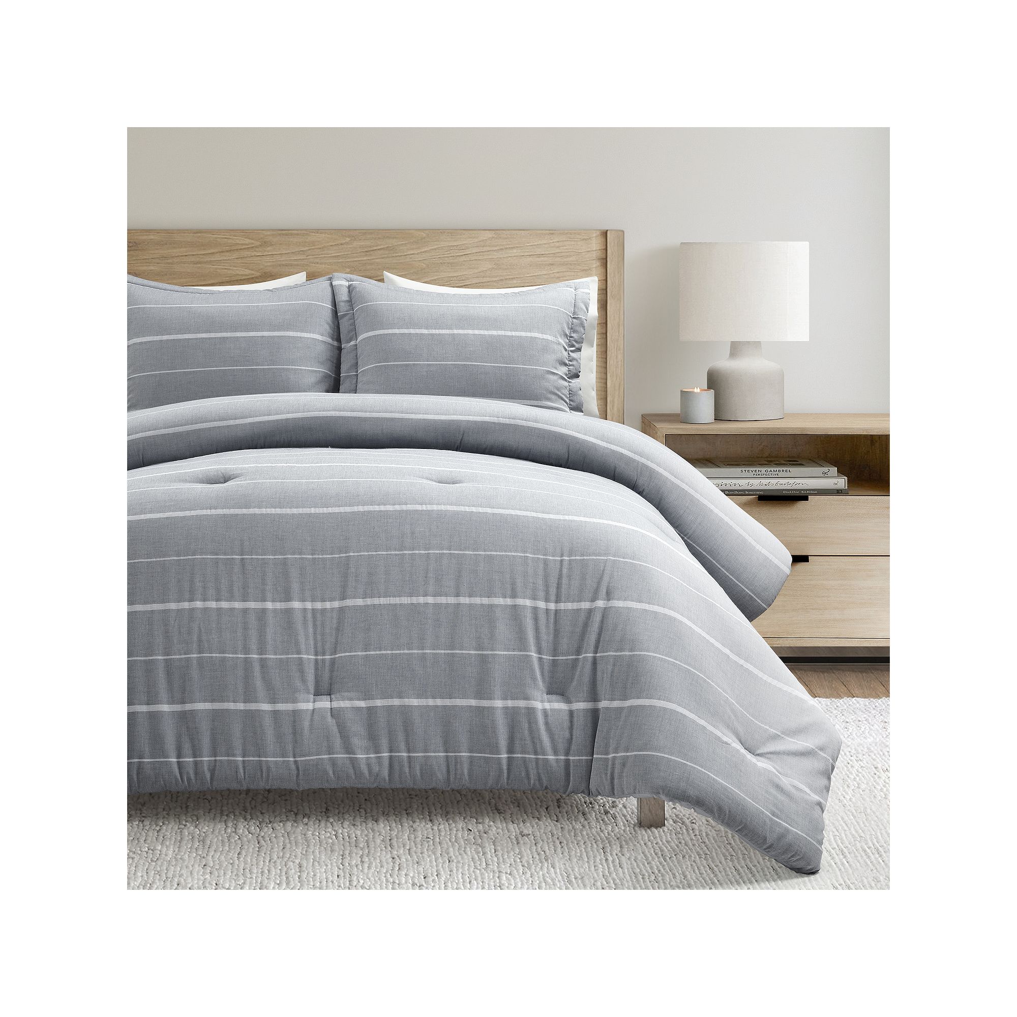 Lush Decor Classic Farmhouse Stripe Comforter Set 3-piece Set, Blue