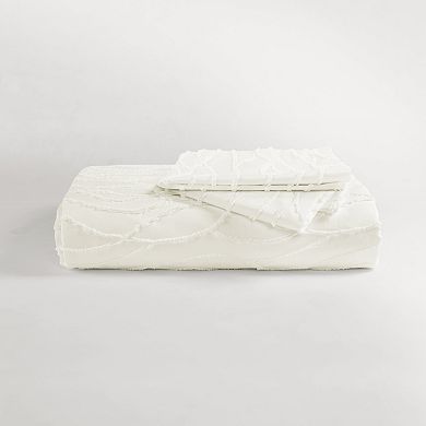 Lush Decor Jacquard Wave 3-Piece Soft White Duvet Cover & Sham Set