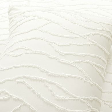 Lush Decor Jacquard Wave 3-Piece Soft White Comforter Set