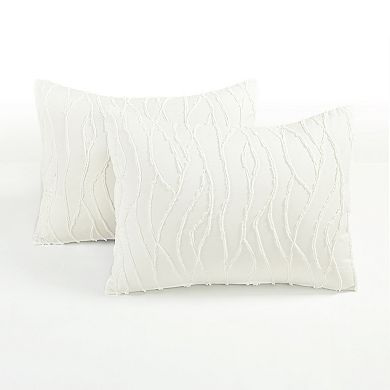 Lush Decor Jacquard Wave 3-Piece Soft White Comforter Set