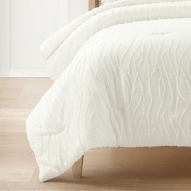 Lush Decor Jacquard Wave 3-Piece Soft White Comforter Set
