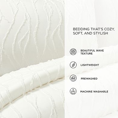Lush Decor Jacquard Wave 3-Piece Soft White Comforter Set
