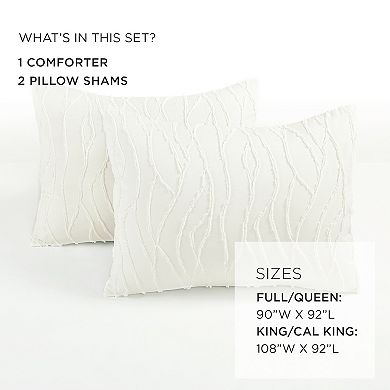 Lush Decor Jacquard Wave 3-Piece Soft White Comforter Set