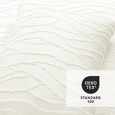 Lush Decor Jacquard Wave 3-Piece Soft White Comforter Set