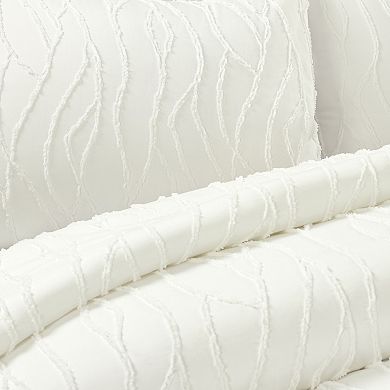 Lush Decor Jacquard Wave 3-Piece Soft White Comforter Set