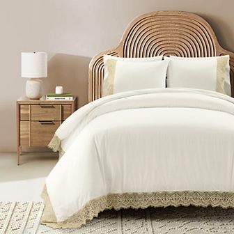 Lush Decor Scalloped Lace 3 pc Beige Duvet Cover & Shams Set