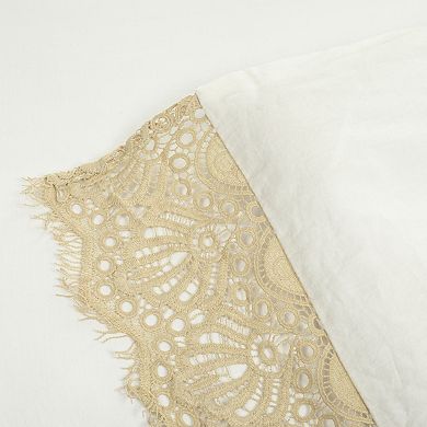 Lush Decor Scalloped Lace 3-Piece Beige Duvet Cover & Shams Set