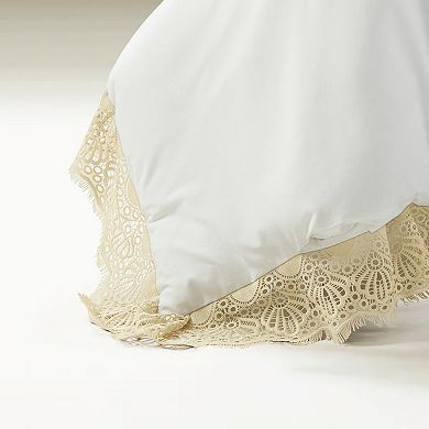Lush Decor Scalloped Lace 3-Piece Beige Duvet Cover & Shams Set