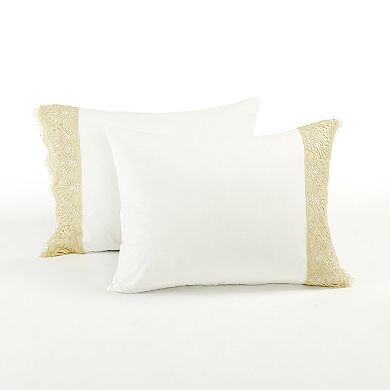 Lush Decor Scalloped Lace 3-Piece Beige Duvet Cover & Shams Set