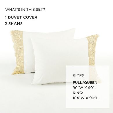 Lush Decor Scalloped Lace 3-Piece Beige Duvet Cover & Shams Set