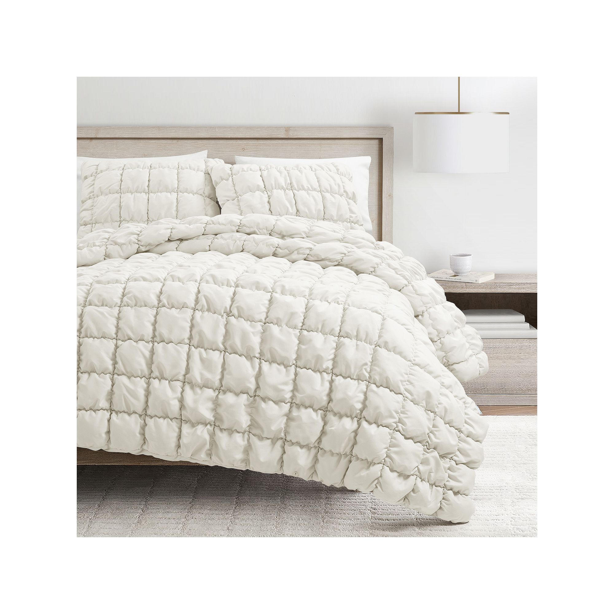Lush Decor Puff Quilted Comforter & Shams Set, White