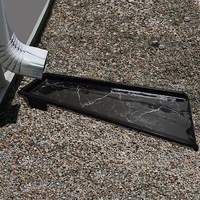 Black Faux Marble Cast Aluminum Downspout Gutter 24 In. Splash Block
