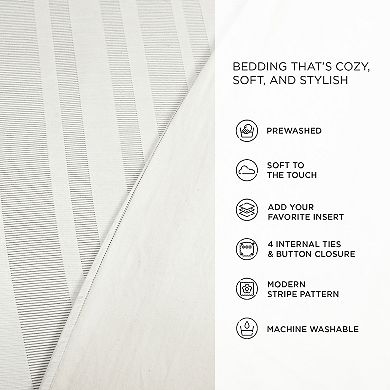 Lush Decor Sawyer 3-Piece Modern Broken Stripe Duvet Cover Set
