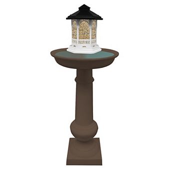 Modern Round Cast Aluminum Metal 40 in Brown Bird Bath And Bird Feeder Combo