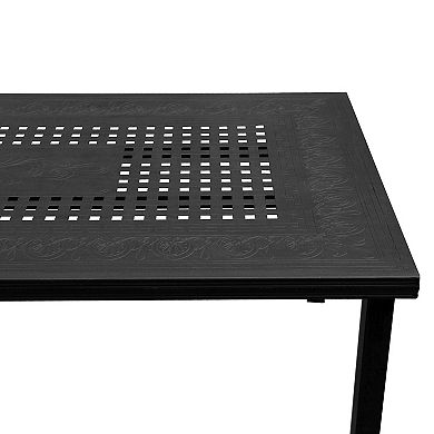 Modern Outdoor Mesh Aluminum Black 95-in Rectangle Large Patio Dining Table