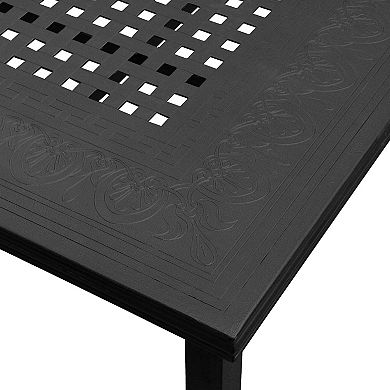 Modern Outdoor Mesh Aluminum Black 95-in Rectangle Large Patio Dining Table
