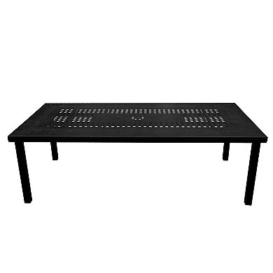 Modern Outdoor Mesh Aluminum Black 95-in Rectangle Large Patio Dining Table