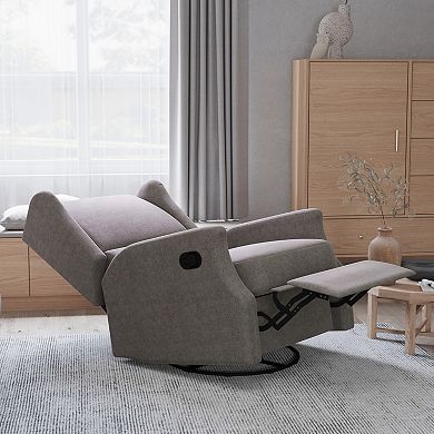 Merrick Lane Wingback Manual Rocking Glider Recliner Chair With 360° Swivel