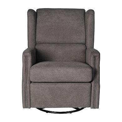 Merrick Lane Wingback Manual Rocking Glider Recliner Chair With 360° Swivel