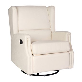 Merrick Lane Wingback Manual Rocking Glider Recliner Chair With 360° Swivel
