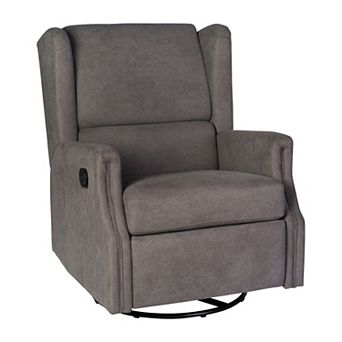 Merrick Lane Wingback Manual Rocking Glider Recliner Chair With 360° Swivel