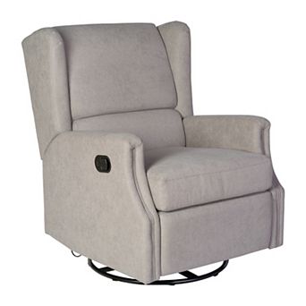 Merrick Lane Wingback Manual Rocking Glider Recliner Chair With 360° Swivel