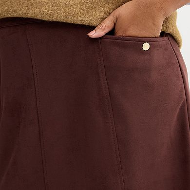 Plus Size Croft & Barrow® Faux Suede Midi Skirt