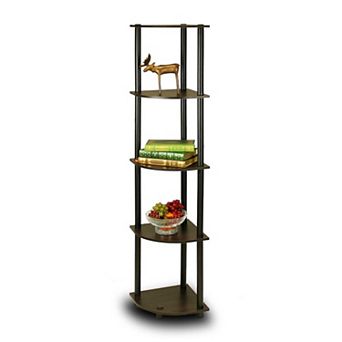 5 tier Corner Display Shelf Bookcase In Espresso & Black