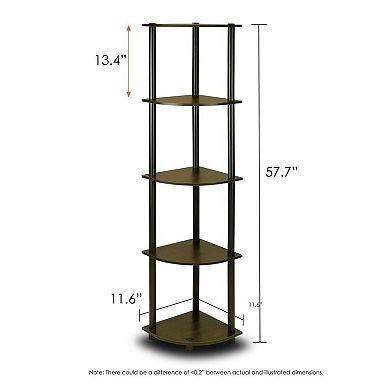 5-tier Corner Display Shelf Bookcase In Espresso & Black