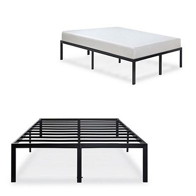 King Size Modern Heavy Duty Black Metal Platform Bed Frame
