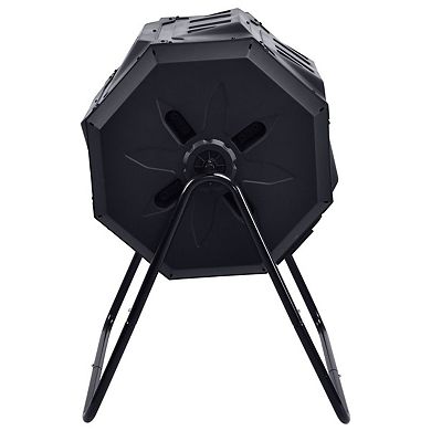 Backyard Compost Tumbler 43-Gallon Bin for Yard Waste and Kitchen Scraps, Black